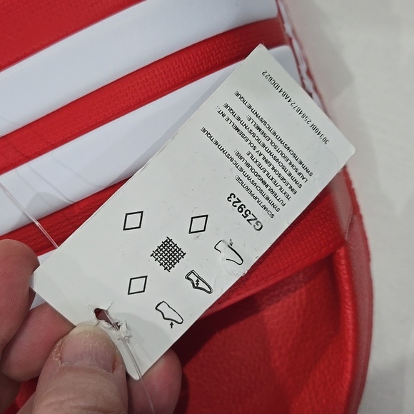 Adidas Adilette slides Shower Bath house men 18 Red And White NWT - Picture 4 of 5